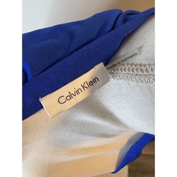 Calvin Klein Womens Royal Blue Sheer Button-Down Blouse Size L - Picture 3 of 3